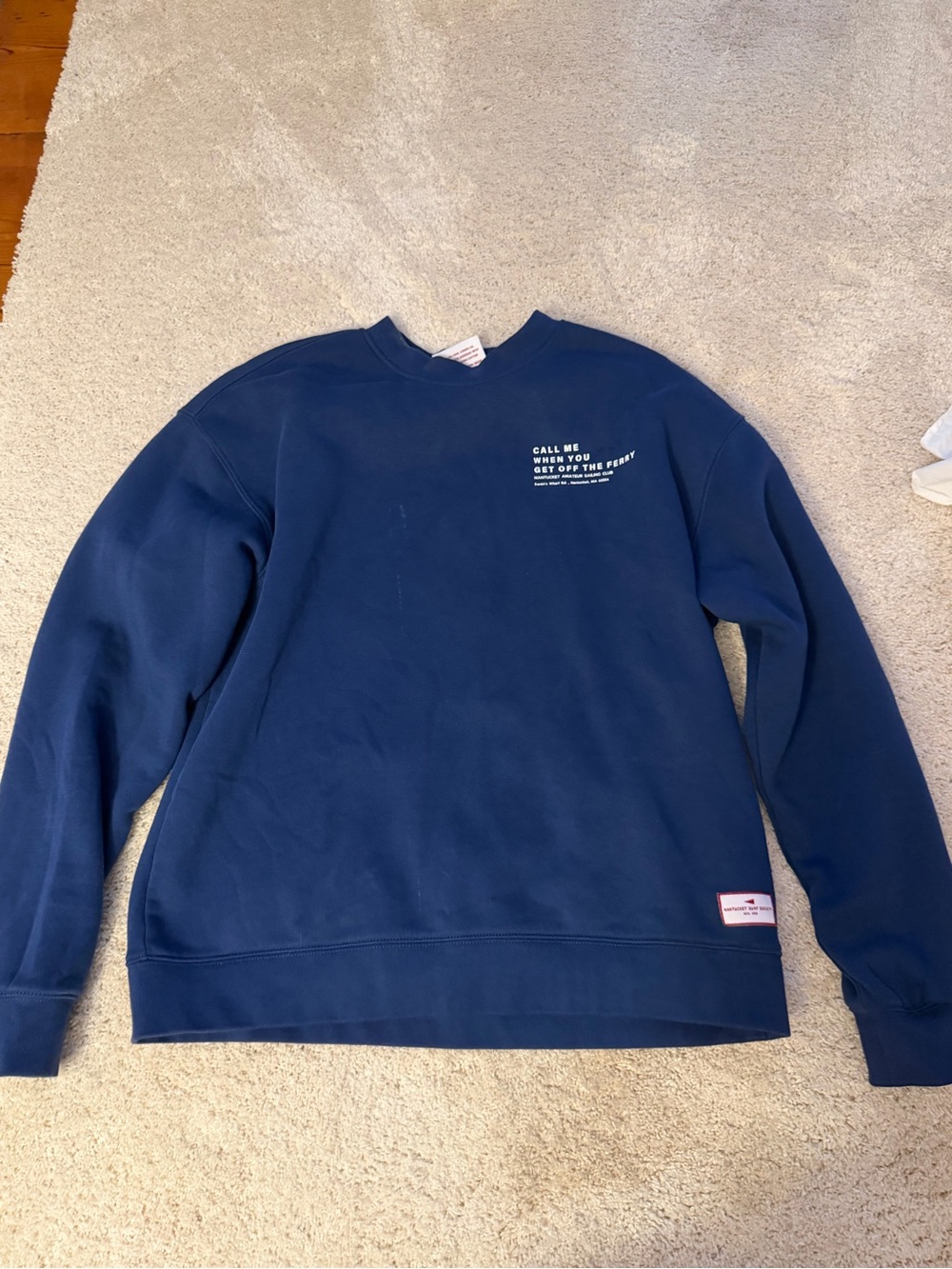 Madhappy Navy Crewneck Sweatshirt with White Chest Print